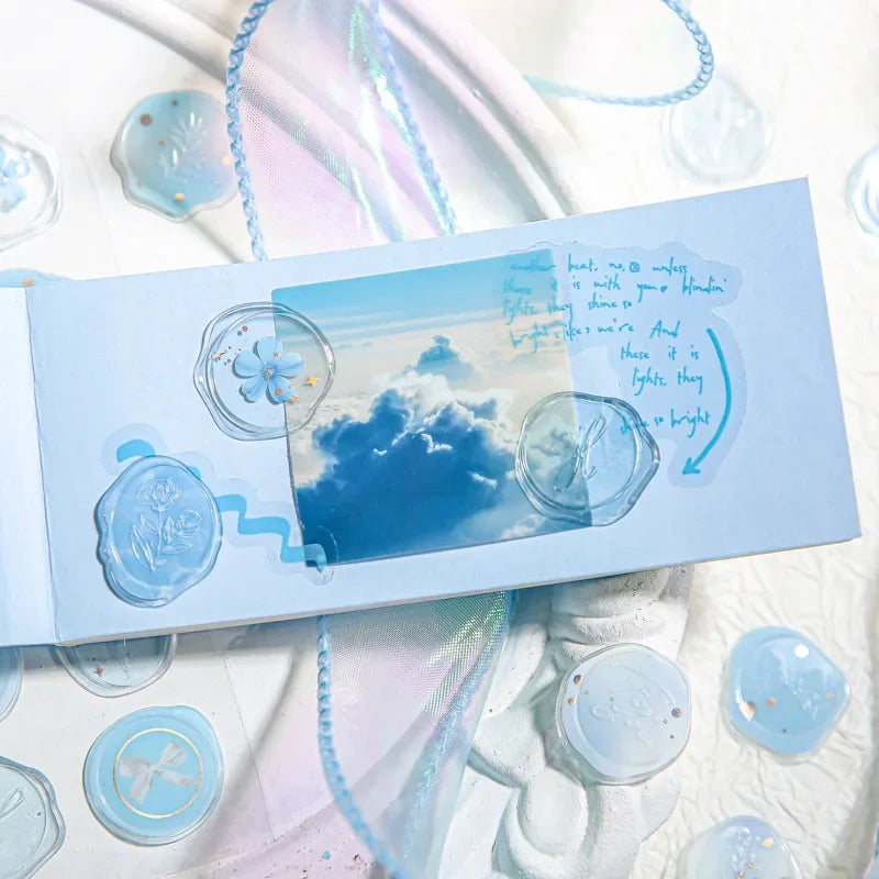 timbres adhésifs décoratifs fleurs papillons rose bleu clair blanc translucides romantiques adhésifs enveloppes fêtes