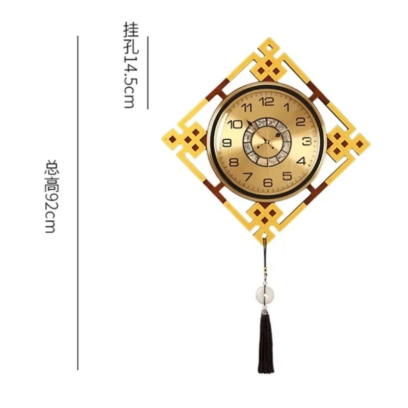 horloge murale or noir motif géométrique tissu classique tassel moderne