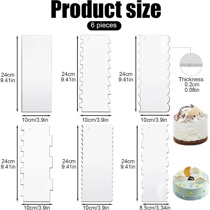 spatules gâteau transparentes décoration bord glaçage peigne lisse outils cuisine blanc classique
