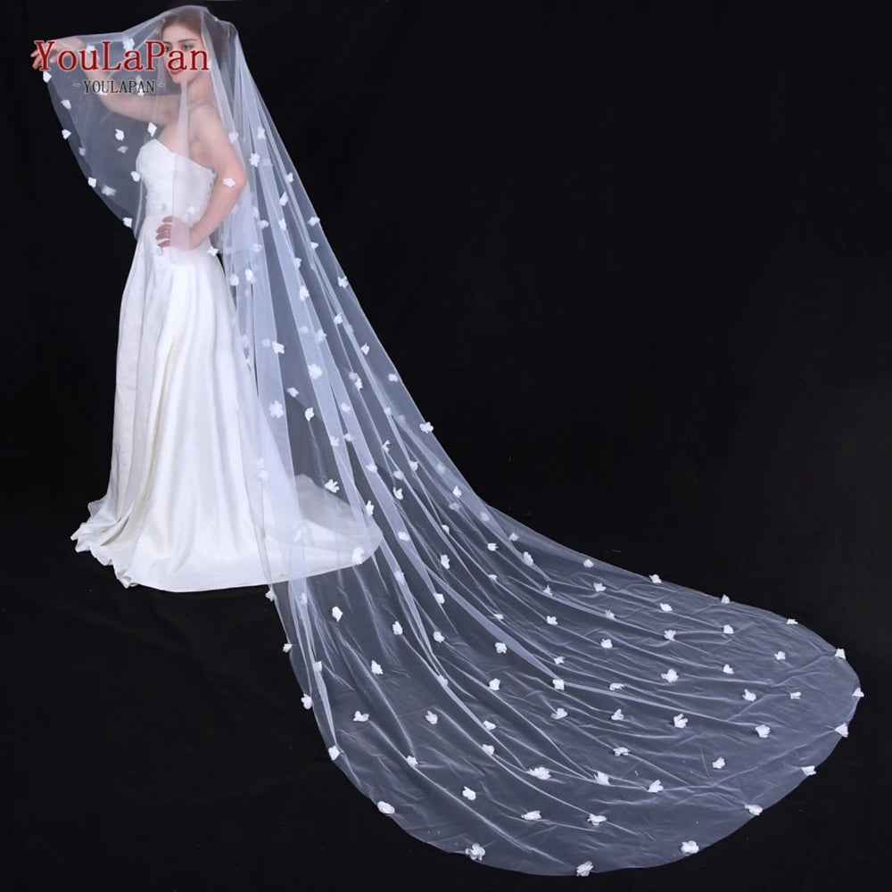 Voile mariée transparente classique peigne fleurs blanches femme mariage blanc crème