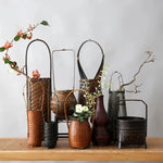 panier rotin tressé main vase bambou décoration fleurs rustique artisanal maison