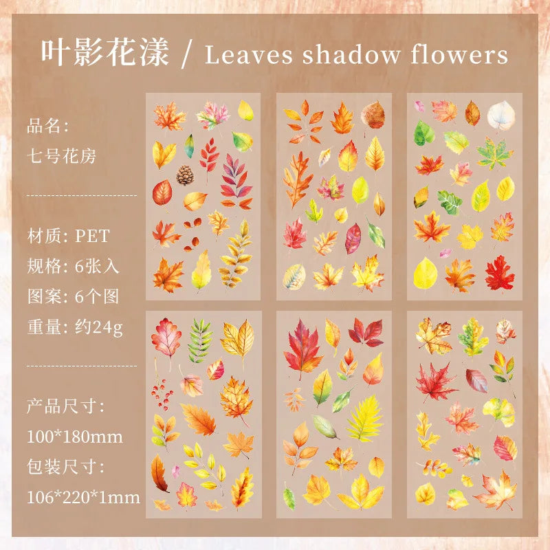 Stickers feuilles fleurs papillons motifs floraux illustration art floral adhésif vert jaune rose bleu