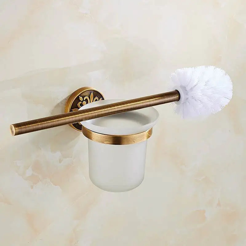 porte serviettes mural bronze floral classique vis fixations bain hygiène produits cosmétiques flacons