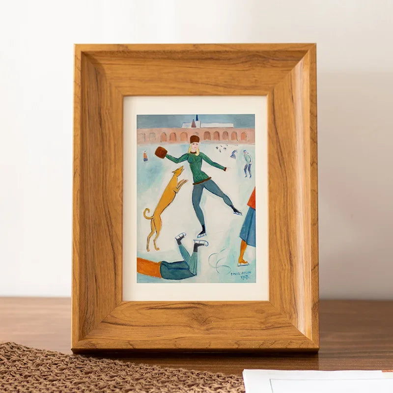cadre photo aquarelle artiste bois naturel blanc famille décoration intérieur mariage