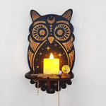 décoration murale bohème bougeoir suspendu étagère murale bois découpes ajourées motifs animaux gothique