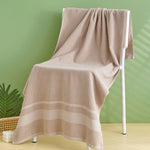 serviettes bain coton rose clair blanc bleu marine rayures horizontales classiques 70x140cm 34x74cm
