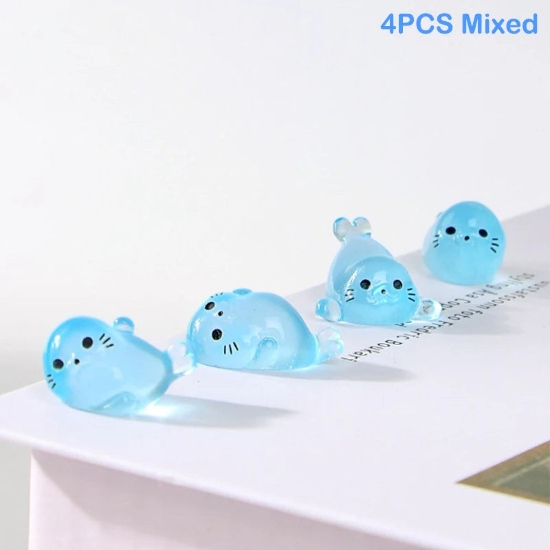 figurines baleines blancs translucides cartoon yeux narines ornement bricolage accessoires jardin nocturne lueur