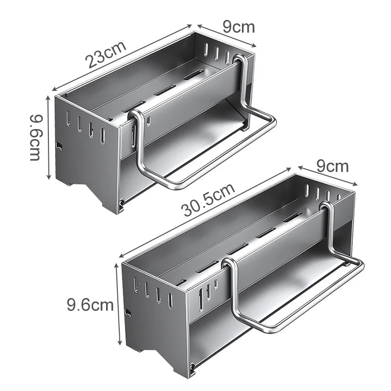 étagère cuisine moderne multifonctionnelle argentée lisse clips fixation minimaliste
