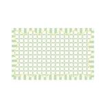 Un motif géométrique composé de carrés vert clair disposés dans un damier, avec des lignes jaunes ondulées qui traversent l'image.
