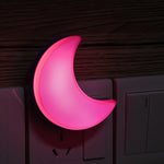 veilleuse lune forme croissant jaune blanc rose opalescente enfantine décoration chambre salon lumière led