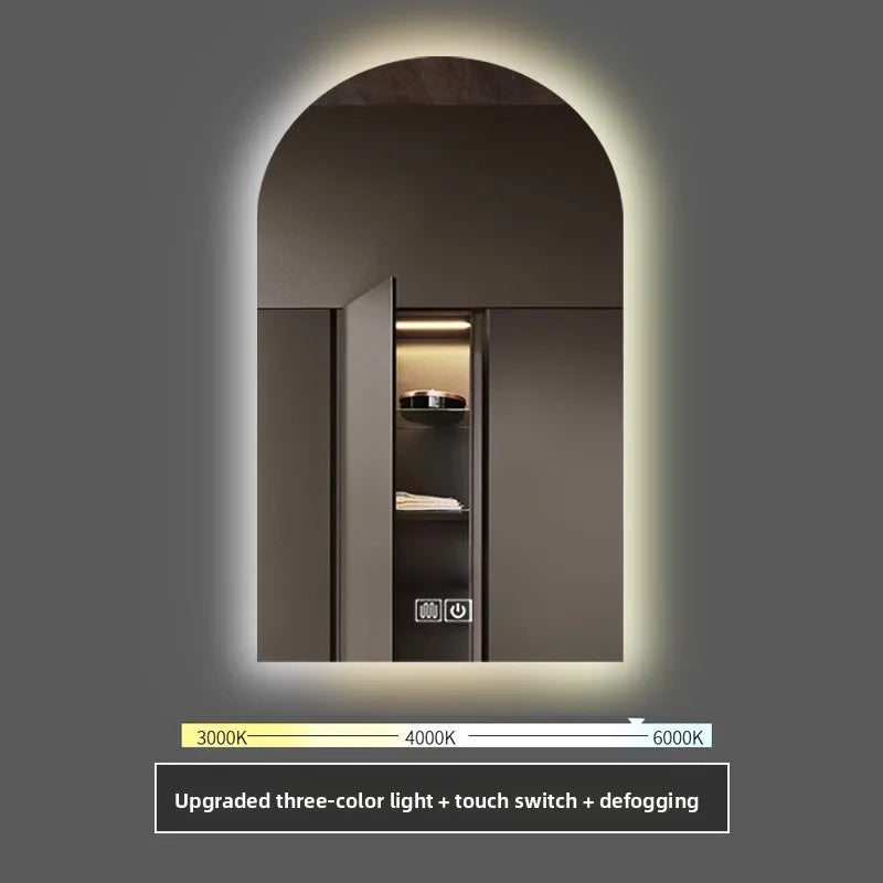 miroir intelligent éclairé led défogage moderne minimaliste gris beige lisse