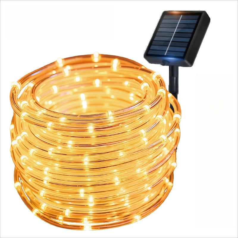 guirlande lumineuse led solaire extérieure blanche moderne 100 led 22mètres fixée piquet
