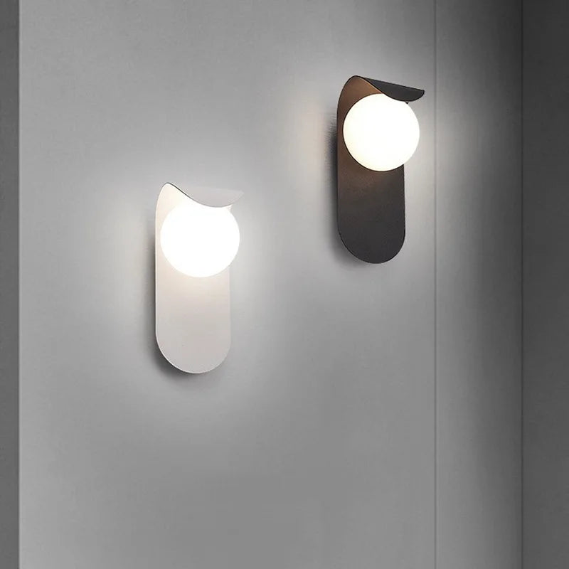 lampe murale led moderne noir blanche rond lisse minimaliste fixée mur