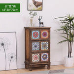 commode vintage rustique tiroirs floraux bois foncé organisateur chambre coucher bois massif