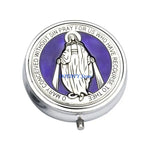 boîte bijoux religieuses classiques argentée bleue vis miroir intégré organisation bijoux spirituels illustrations textes