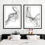 impressions toile abstraites moderne minimaliste noir blanc motifs ondulés nature morte decorationintérieur