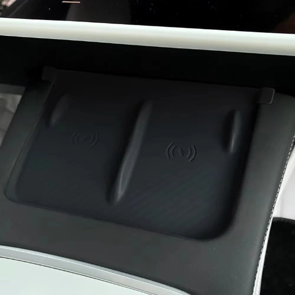 pad charge sans fil blanc adhésif moderne logo charge central voiture