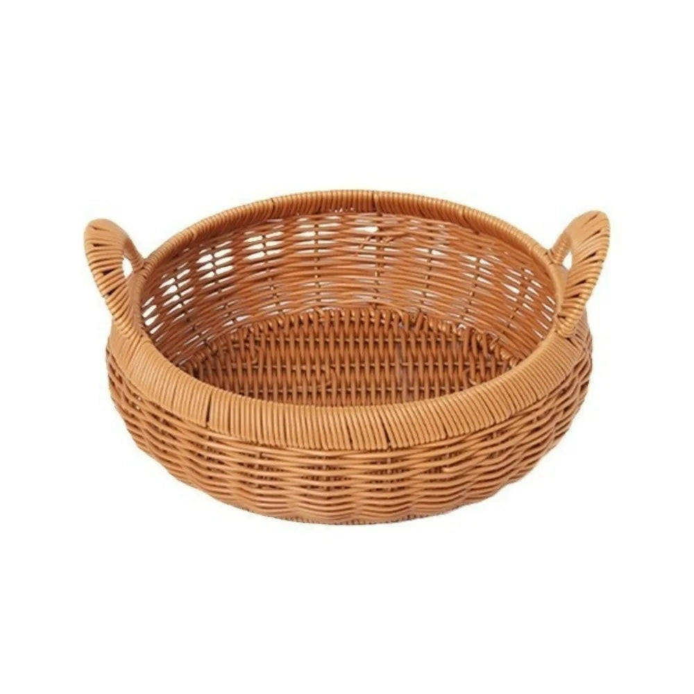 panier tressé rotin brun imperméable utilisation multiple poignée plastique rustique