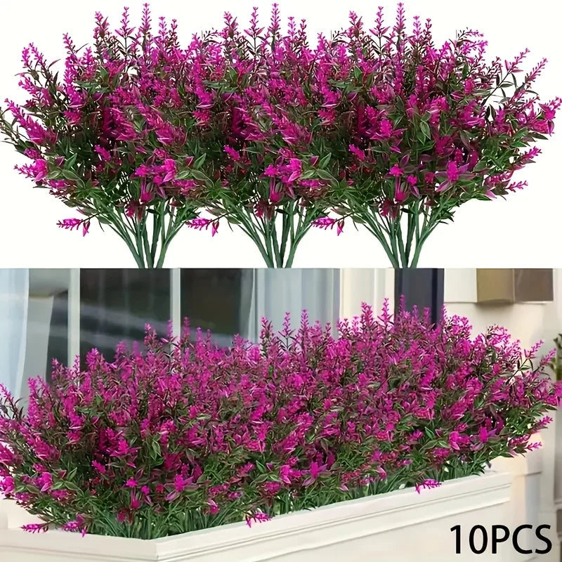 décoration intérieure moderne bouquet artificiel violet feuilles vertes cloches extérieur mariage anniversaire minimaliste