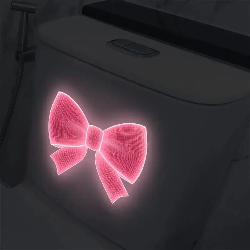 décoration murale moderne autocollant rose arc ruban brillant nuit adhésif PVC toilette couvercle