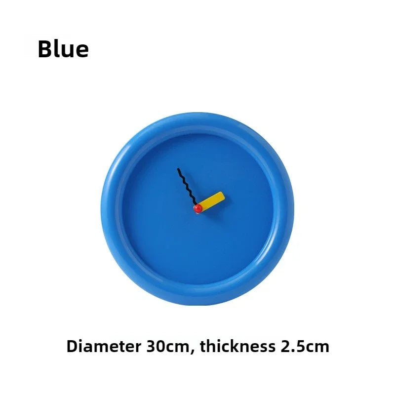 horloge murale moderne aiguilles originales minimaliste couleur jaune rouge bleu blanc