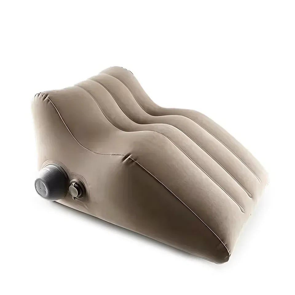 coussin gonflable ergonomique velouté beige antidérapant fibre polyester coton pompe air inclusion pvc assistance