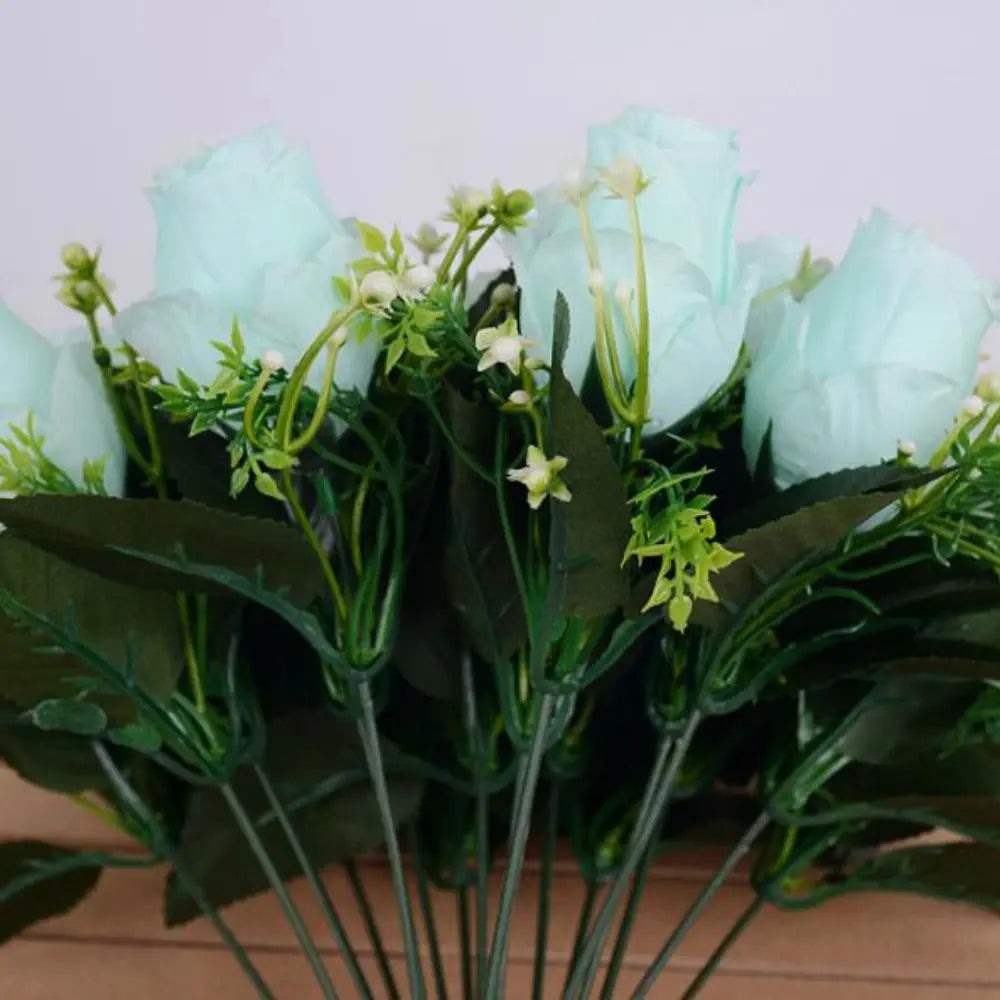 décoration intérieure bouquet roses artificielles 18 fleurs 37cm vert clair violet rose