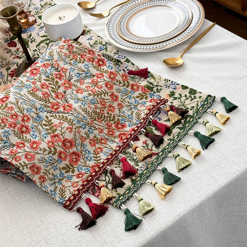 tableau decoratif boheme pompons motifs floraux table restaurant halloween noel
