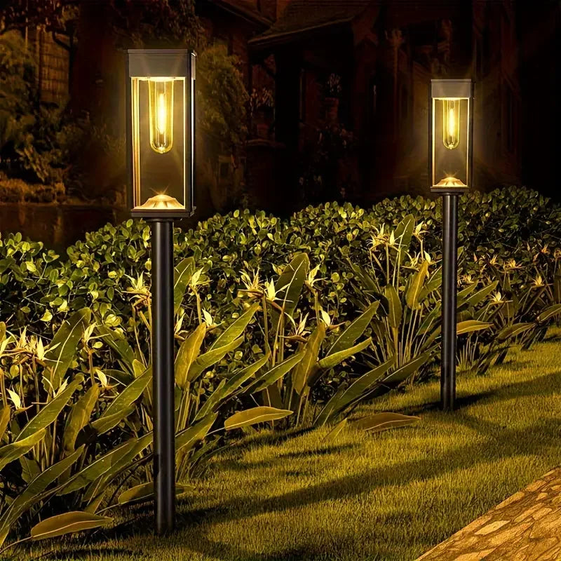 lumière solaire jardin auto allumage 6v transparente moderne noire piquetextérieur
