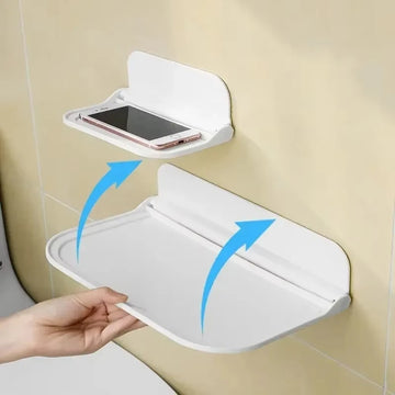 support rangement pliable étagère murale adhésive blanc moderne rangement telephone toilettte articles divers minimaliste