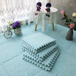 tapis modulable géométrique moelleux noir gris bleu rose moderne adhésif 30cm 10pcs 20pcs