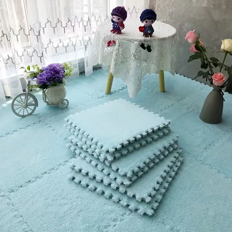 tapis modulable géométrique moelleux noir gris bleu rose moderne adhésif 30cm 10pcs 20pcs