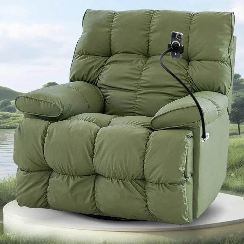fauteuil relax moderne simili cuir gris orange beige vert ergonomique salon