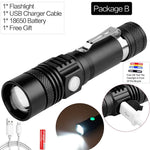 lampe torche led rechargeable usb 12000 lumens clip poche moderne robuste camping