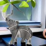 statue éléphant résine rayée noir blanc artisanale décoration moderne maison salon
