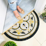 tapis d'entrée noir floral antidérapant moderne 30x60cm 40x80cm 45x90cm PVC