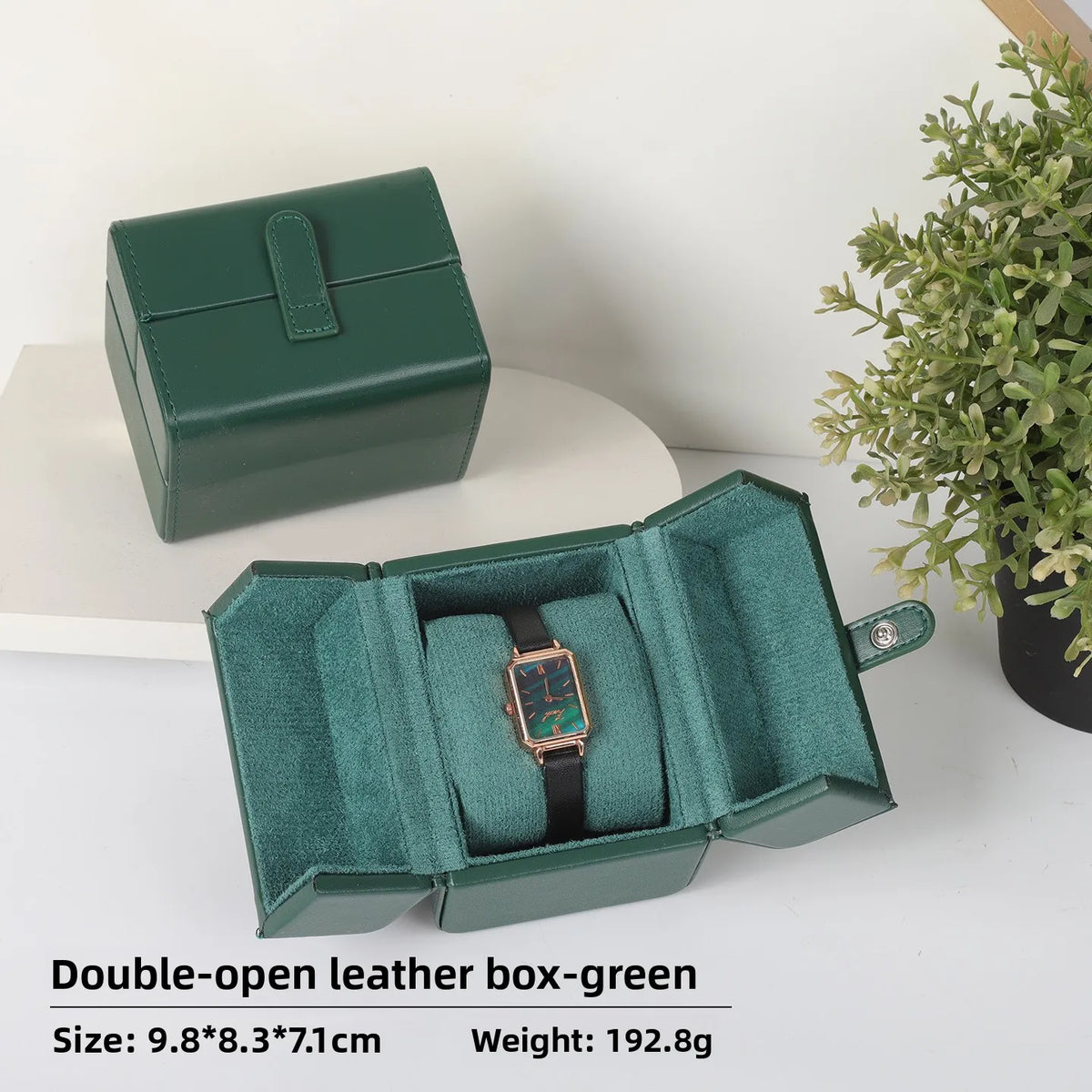 boîtes montres cuir velours classique marron vert noir