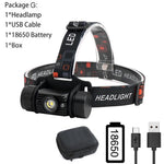 lampe frontale led noire moderne bande ajustable détecteur mouvement ipx4 rechargeable 18650 batterie