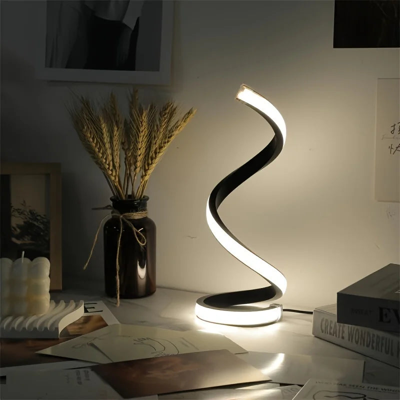 lampe table moderne spirale noir blanc orange réglable chambre salon
