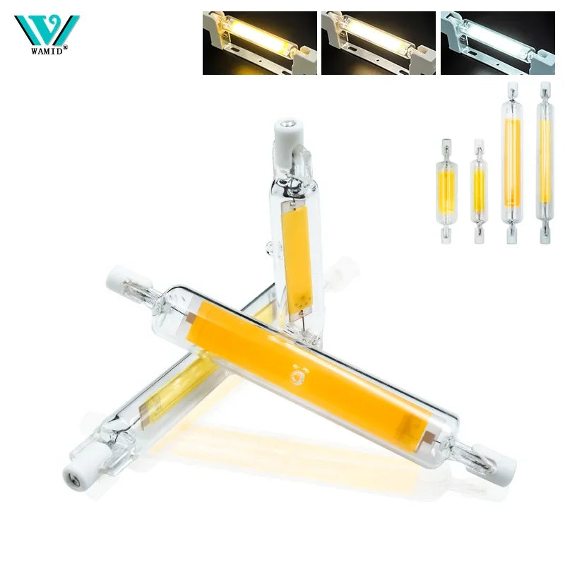 ampoule led r7s filament cob tube verre blanc chaud lumière jardin maison moderne basse
