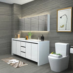 meuble salle bain blanc moderne deux lavabos miroir savonnières porte savon