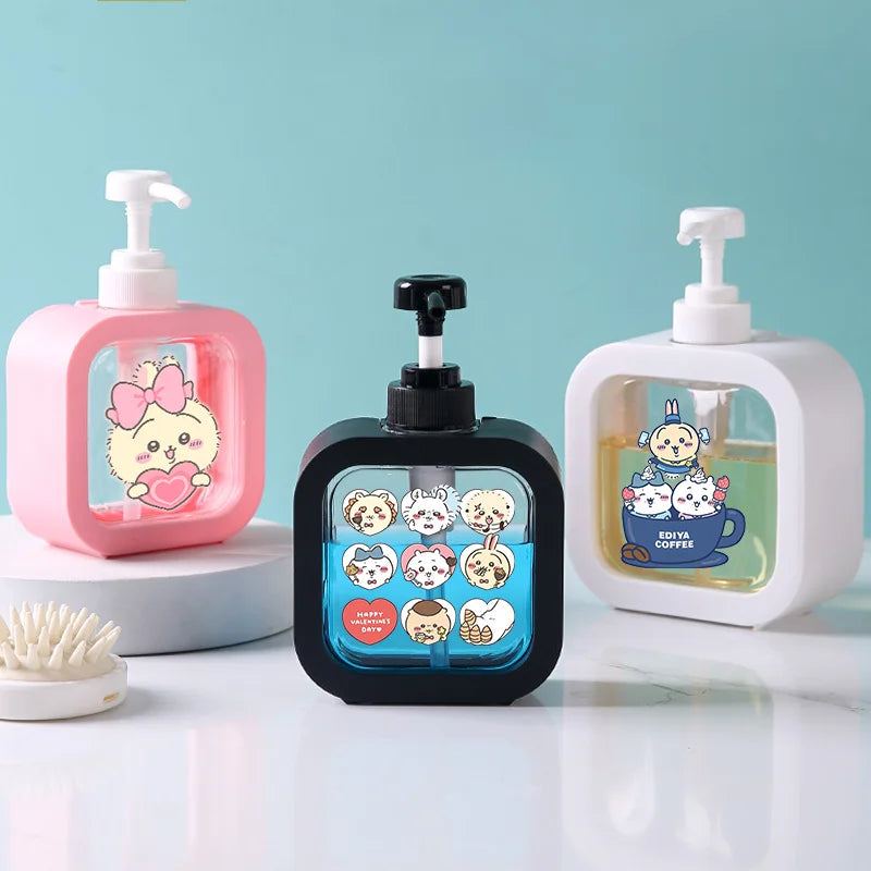 distributeur savon liquide rose dessins animés personnages mignons transparent moderne poignée pompe rechargeable