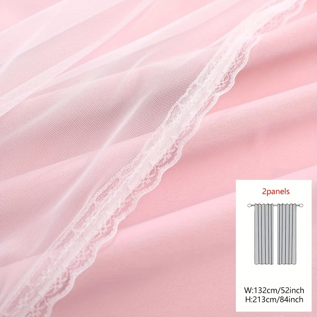rideaux rose blanc dentelle semi transparent modernes panneaux polyester