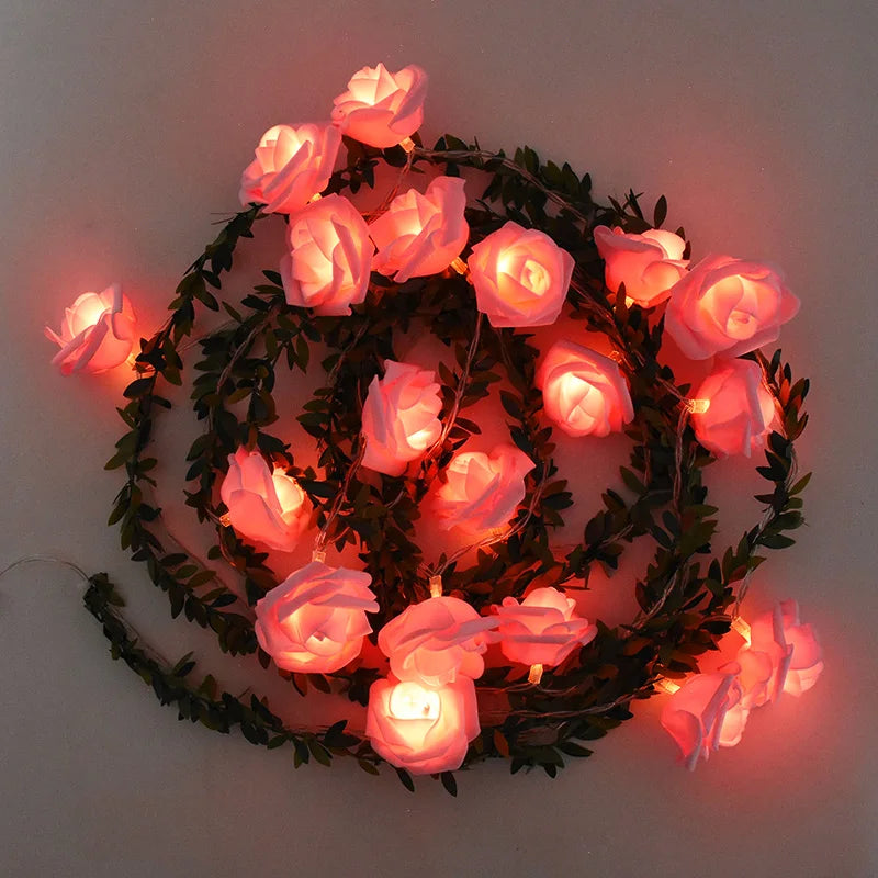 décoration mariage rose guirlande lumineuse fleurs artificielles romantiqueintérieur chambre salon