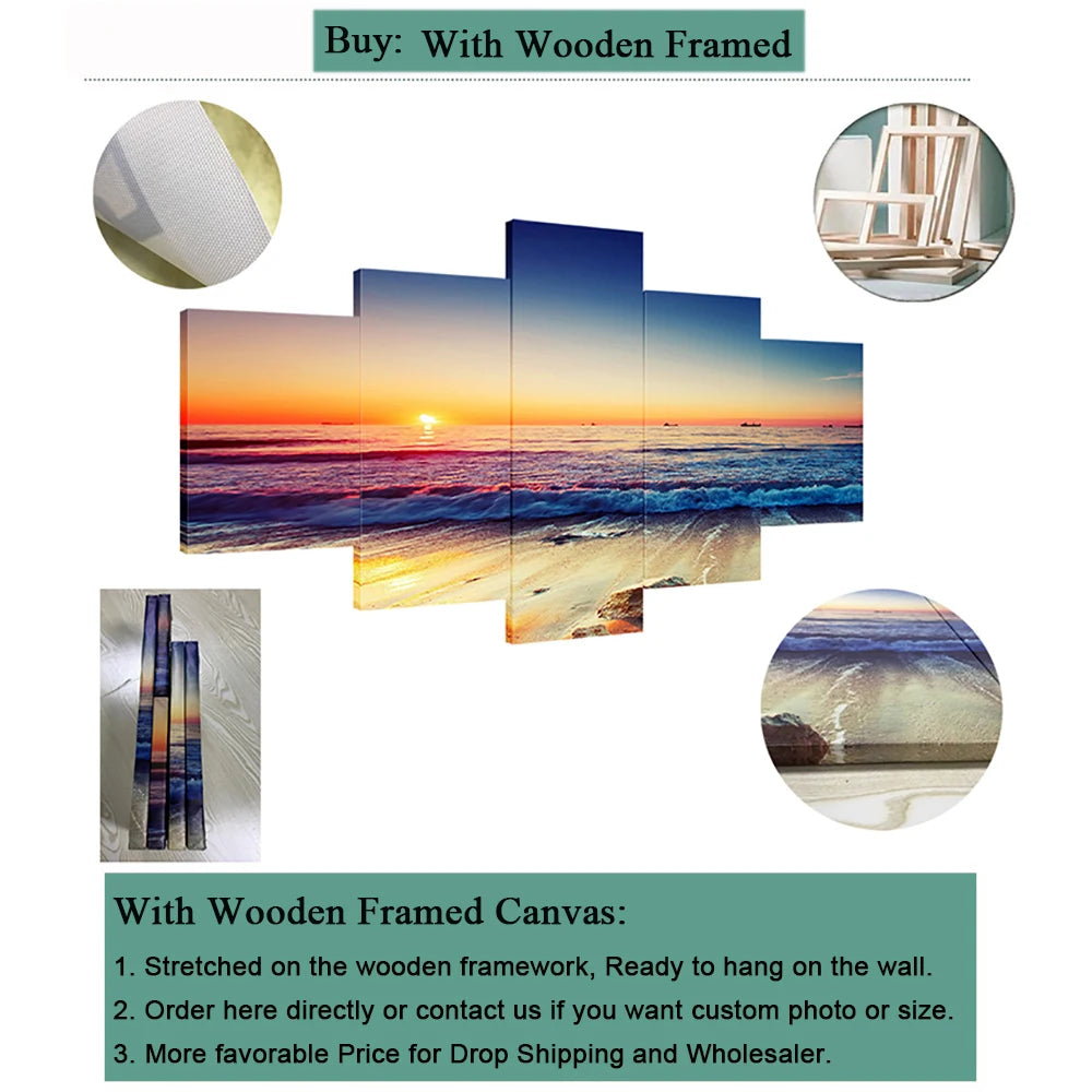 paysage coucher soleil lac tableaux modernes multi images toile sans cadre horizontalDecorationIntérieureModerne