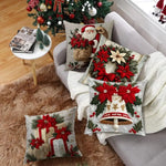 coussin décoratif noël carreaux rouge blanc flocon neige bonhomme neige guirlande sapin 45cm 45cm