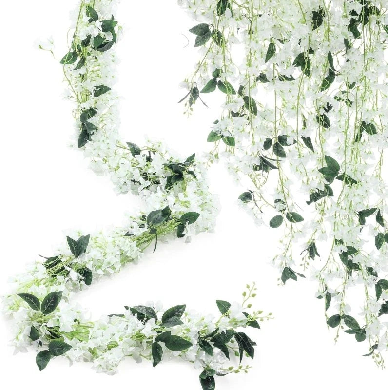 guirlande florale artificielle rose vif vert fleurs hortensia feuilles modernes décoration mariage extérieur anniversaire