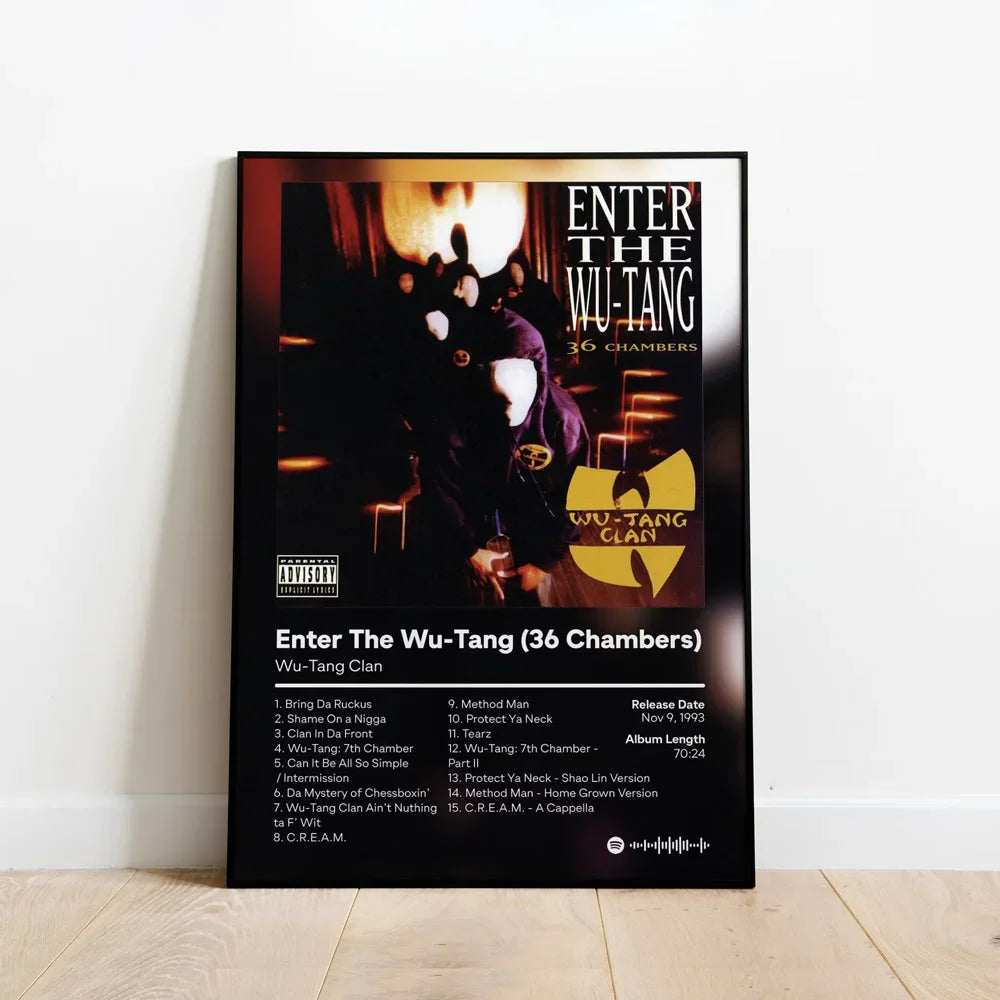 affiche imprimée wu tang clan poster illustration hip hop texte toile sans cadre salon