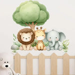 autocollant mural animaux forêt dessin animé décoration chambre bébé fille garçon sticker murale pvc