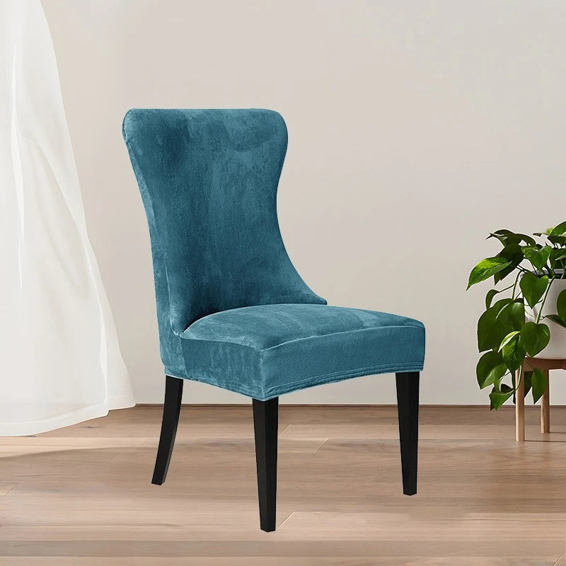 housses chaise velours bleu marine antidérapantes contemporaines sans couture assise dossier